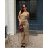 One Shoulder Bodycon Sleeveless Maxi Dress in Latte