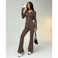 Hugged Fit Sporty Set With Zippered Hoodie In Coca